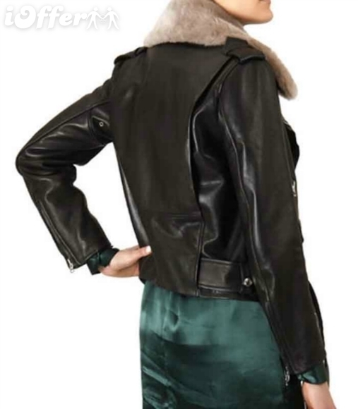 Acne studios Mape Shearling-collar Moto Leather Jacket - New 