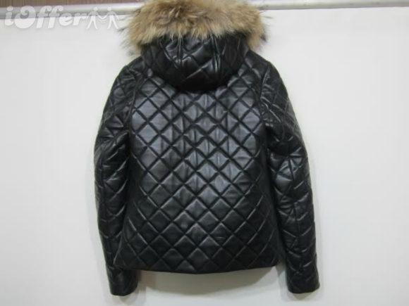 Balmain Real Fox Fur Trim Padded Ladies, Ladies Leather Coat With Fur Trim