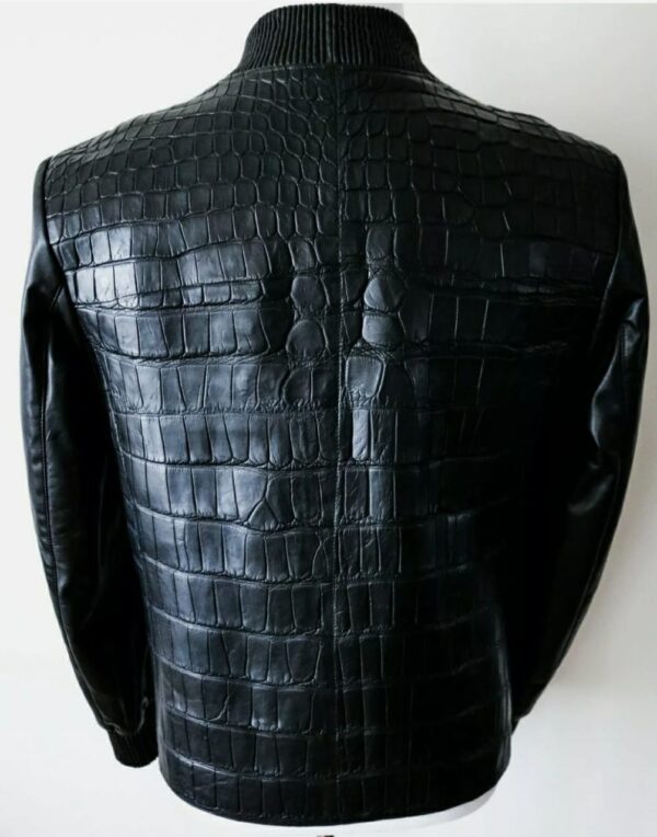 Fredo Ferrucci Black Crocodile Alligator Leather Bomber Jacket