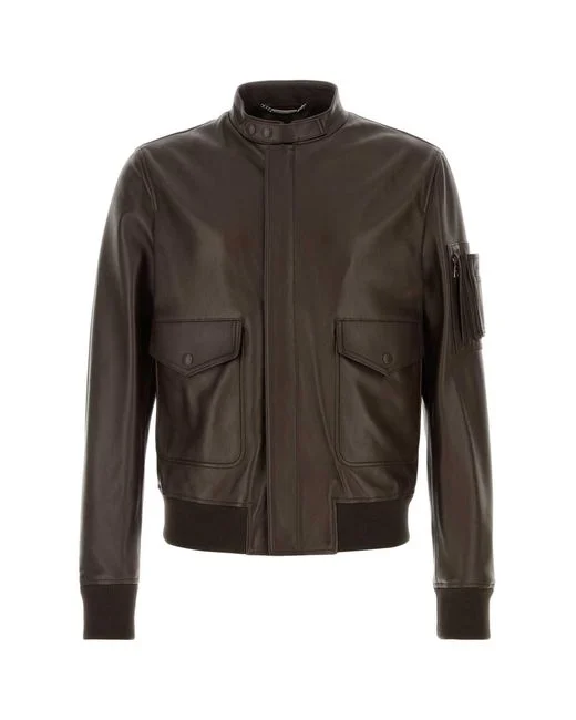 dolce-gabbana-Brown-Leather-Jacket