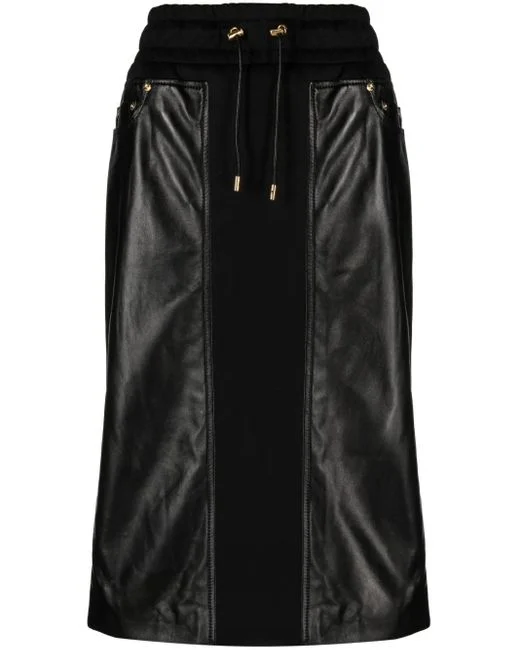 tom-ford-black-Panelled-Leather-And-Cotton-Blend-Jersey-Midi-Skirt