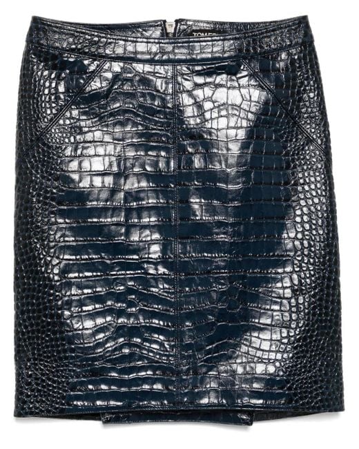 tom-ford-blue-Leather-Skirt