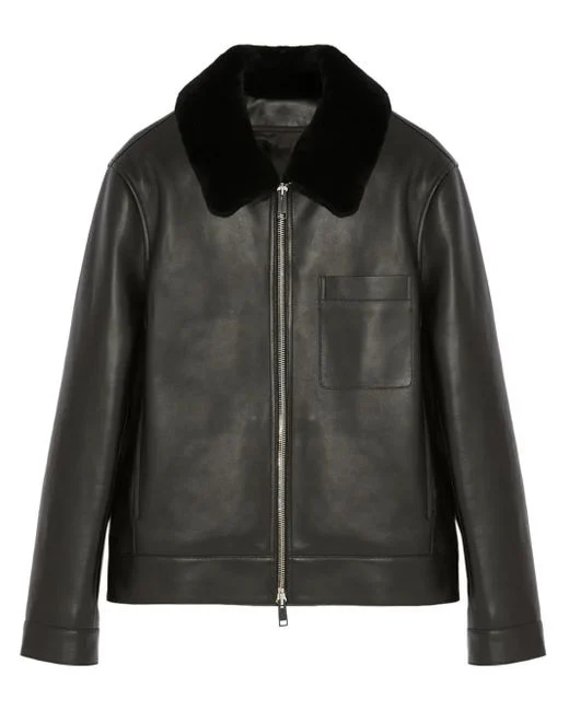 yves-salomon-black-Shearling-Collar-Jacket
